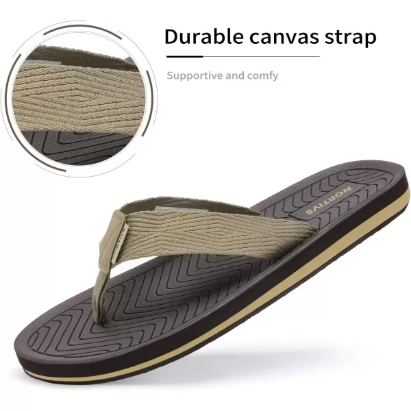 NORTIV 8 Mens Flip Flops Thong Sandals Comfortable Light Weight Beach ShoesBeige