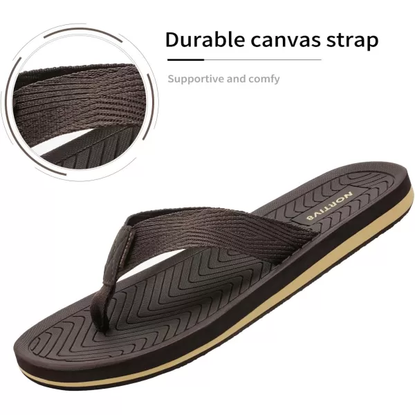 NORTIV 8 Mens Flip Flops Thong Sandals Comfortable Light Weight Beach ShoesDark Brown