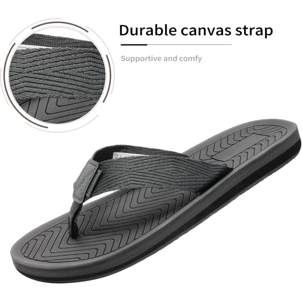 NORTIV 8 Mens Flip Flops Thong Sandals Comfortable Light Weight Beach ShoesDarkGrey