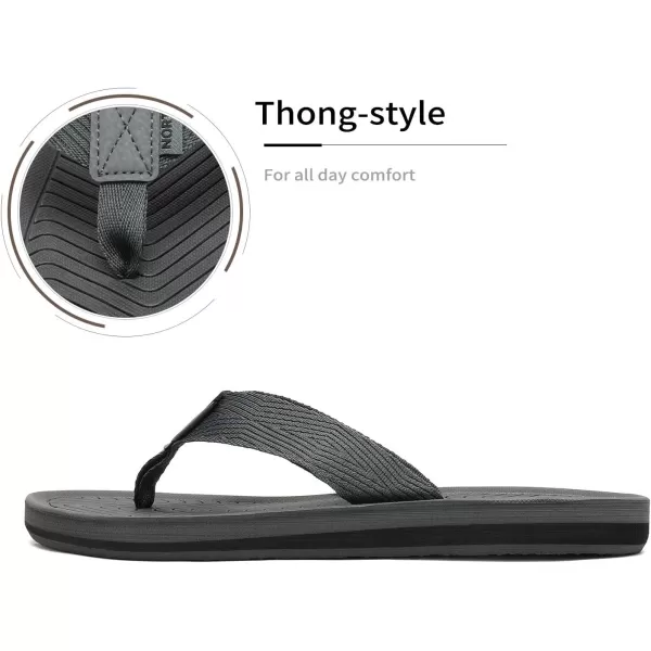 NORTIV 8 Mens Flip Flops Thong Sandals Comfortable Light Weight Beach ShoesDarkGrey