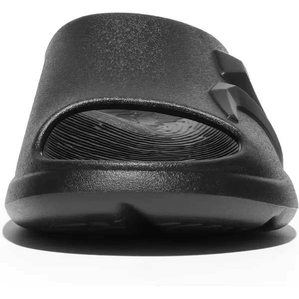 NORTIV 8 Recovery Slides for Men Women with Arch Support Sport Sandals Lightweight NonSlip Thick Cushion Reduces Stress on Feet for Indoor  OutdoorBlack