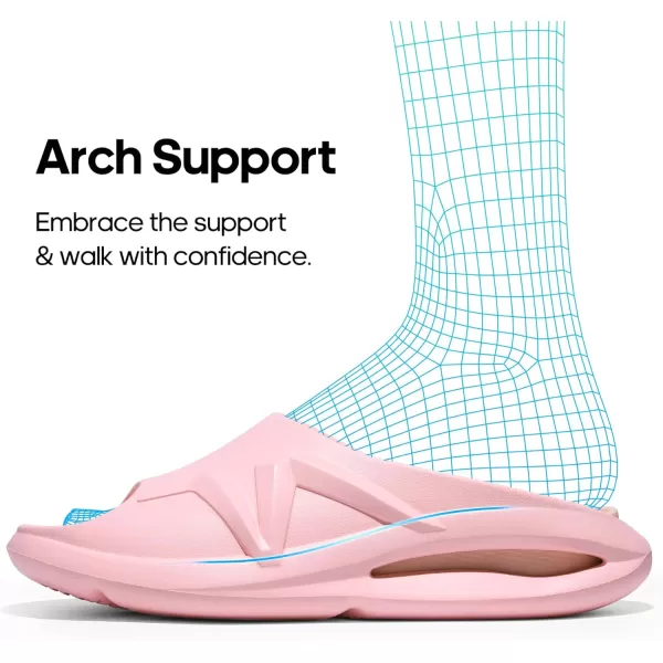 NORTIV 8 Recovery Slides for Men Women with Arch Support Sport Sandals Lightweight NonSlip Thick Cushion Reduces Stress on Feet for Indoor  OutdoorPink