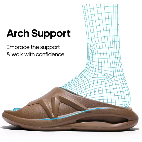 NORTIV 8 Recovery Slides for Men Women with Arch Support Sport Sandals Lightweight NonSlip Thick Cushion Reduces Stress on Feet for Indoor  OutdoorTan