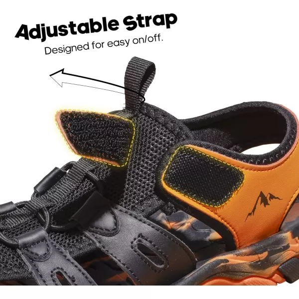 NORTIV 8 Toddler Sandals Summer Boys Girls Kids Sandals Closedtoe Water Hiking Lightweight Athletic OutdoorBlackOrange