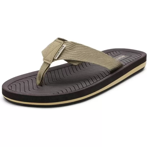 NORTIV 8 Mens Flip Flops Thong Sandals Comfortable Light Weight Beach ShoesBeige