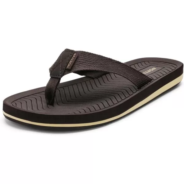 NORTIV 8 Mens Flip Flops Thong Sandals Comfortable Light Weight Beach ShoesDark Brown