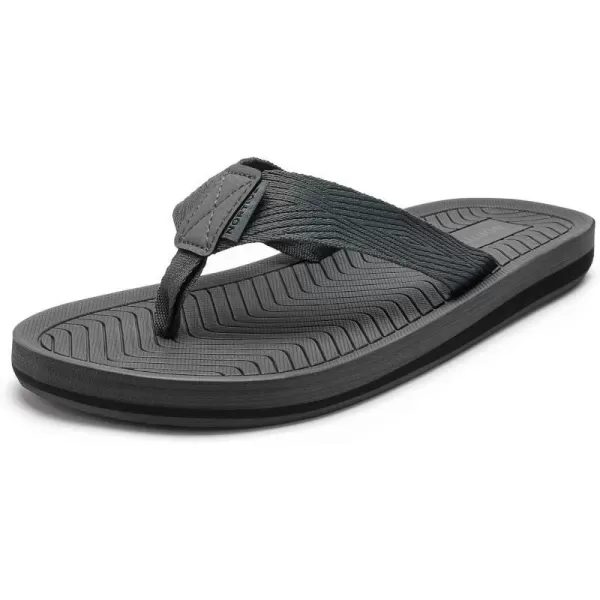 NORTIV 8 Mens Flip Flops Thong Sandals Comfortable Light Weight Beach ShoesDarkGrey