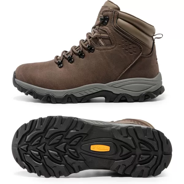 NORTIV 8 Mens Hiking Winter Snow Insulated Waterproof Outdoor BootsDark Brown