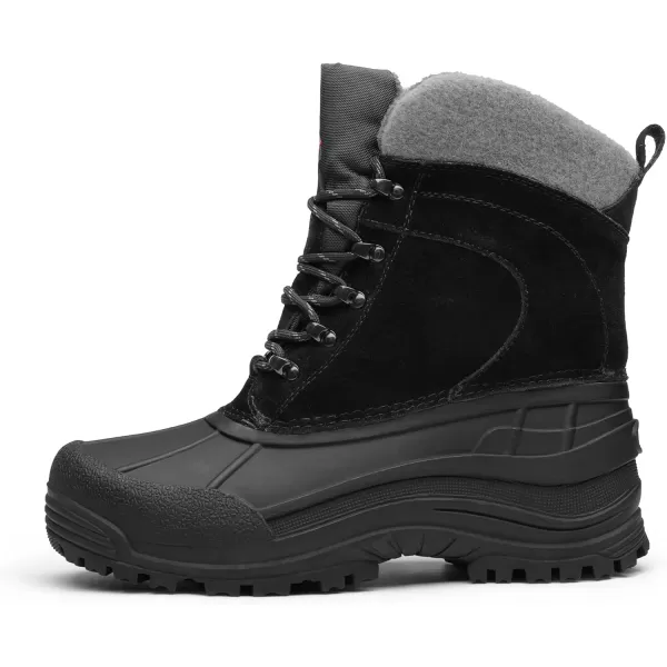 NORTIV 8 Mens Insulated Waterproof Winter Snow BootsBlack