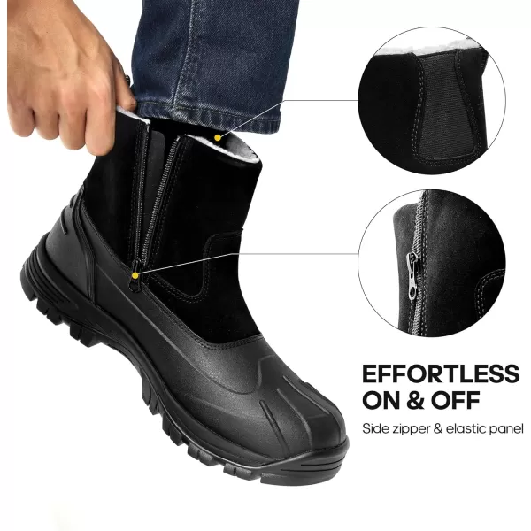 NORTIV 8 Mens Slip on Winter Waterproof Rain Boot for OutdoorBlack