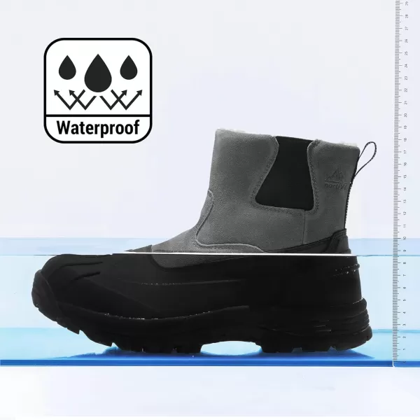 NORTIV 8 Mens Slip on Winter Waterproof Rain Boot for OutdoorGrey