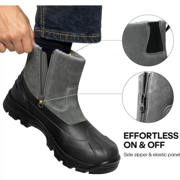 NORTIV 8 Mens Slip on Winter Waterproof Rain Boot for OutdoorGrey