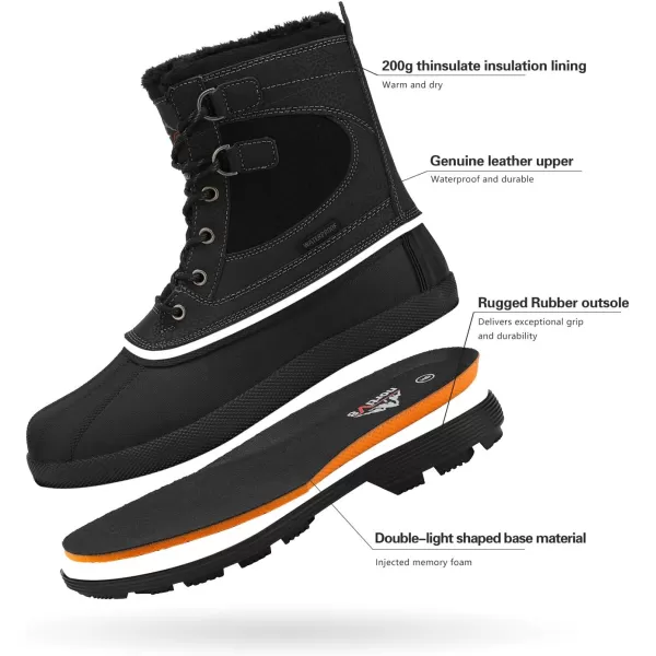 NORTIV 8 Mens Waterproof Winter Snow BootsBlack