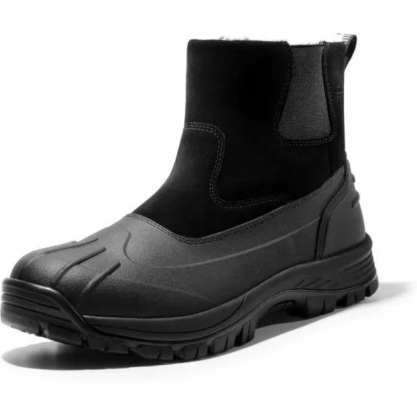 NORTIV 8 Mens Slip on Winter Waterproof Rain Boot for OutdoorBlack