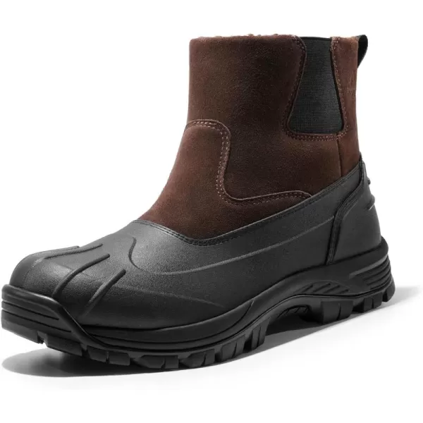 NORTIV 8 Mens Slip on Winter Waterproof Rain Boot for OutdoorBrown