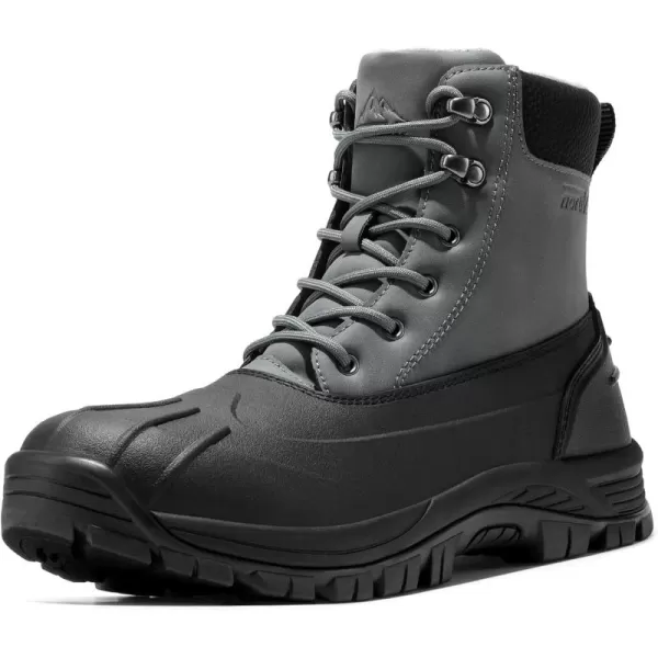 NORTIV 8 Mens Winter Boots Lightweight Casual Waterproof Slip Resistance Work BootGrey