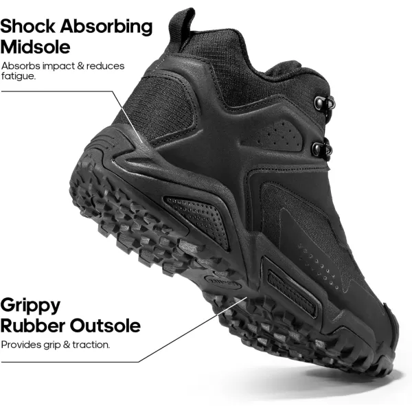 NORTIV 8 Mens Waterproof Hiking Boots Lightweight Mid Ankle Trekking Trails Outdoor BootsBlack