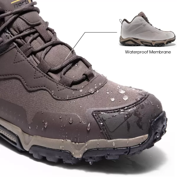 NORTIV 8 Mens Waterproof Hiking Boots Lightweight Mid Ankle Trekking Trails Outdoor BootsBrown