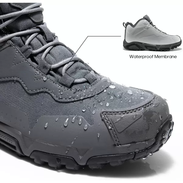 NORTIV 8 Mens Waterproof Hiking Boots Lightweight Mid Ankle Trekking Trails Outdoor BootsGrey