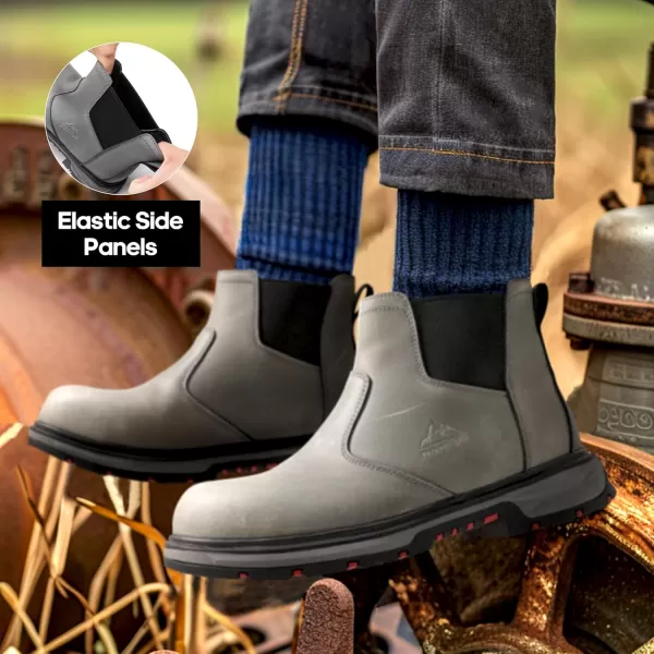 NORTIV 8 Slip On Work Boots for Men Steel Toe Waterproof Safety Construction Boots for MenGrey