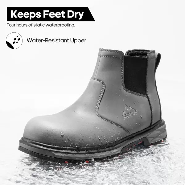 NORTIV 8 Slip On Work Boots for Men Steel Toe Waterproof Safety Construction Boots for MenGrey