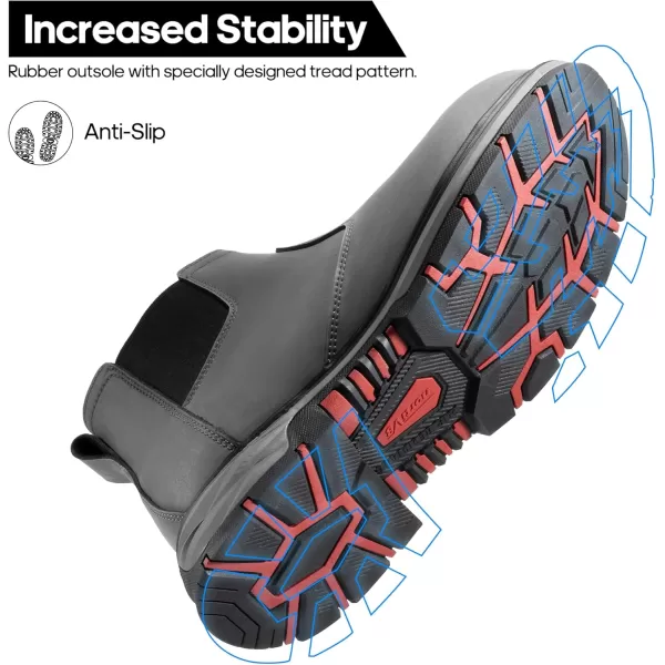 NORTIV 8 Slip On Work Boots for Men Steel Toe Waterproof Safety Construction Boots for MenGrey