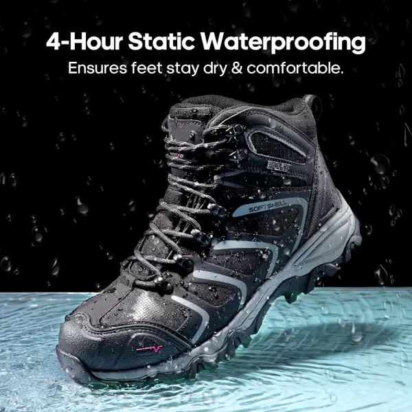 NORTIV 8 Waterproof Work Boots for Men Steel Toe Safety Construction BootsBlackDarkGrey