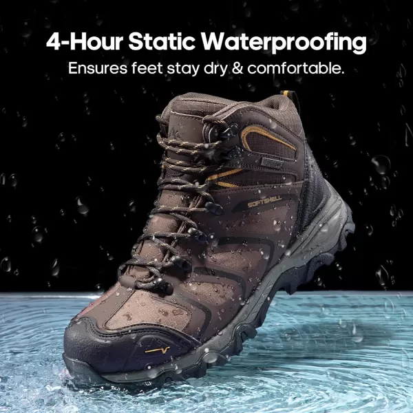 NORTIV 8 Waterproof Work Boots for Men Steel Toe Safety Construction BootsBrownBlackTan