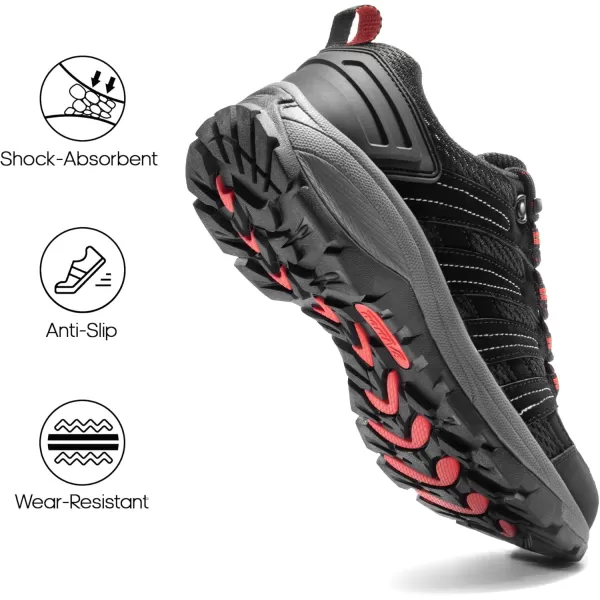 NORTIV 8 Womens Hiking Shoes Lightweight Breathable Mesh Walking Sneakers Outdoor Work ShoesBlackpu