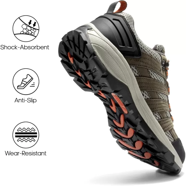 NORTIV 8 Womens Hiking Shoes Lightweight Breathable Mesh Walking Sneakers Outdoor Work ShoesKhakipu