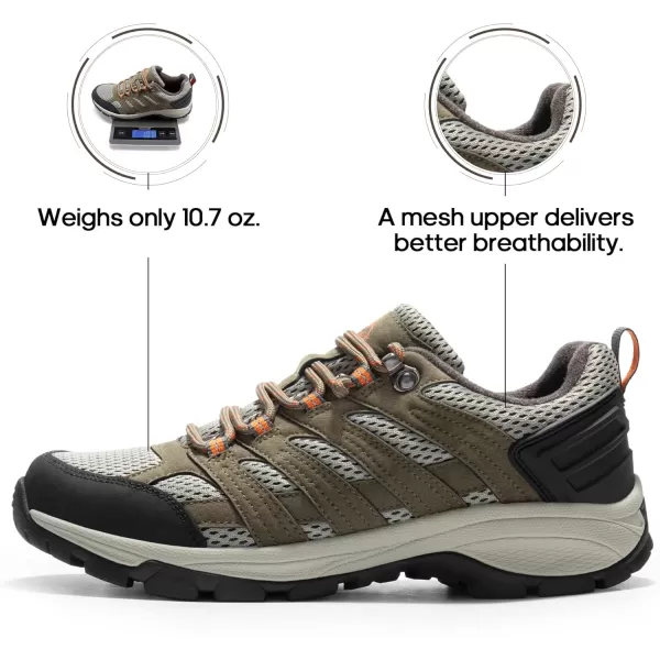 NORTIV 8 Womens Hiking Shoes Lightweight Breathable Mesh Walking Sneakers Outdoor Work ShoesKhakipu