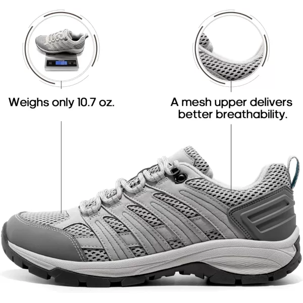 NORTIV 8 Womens Hiking Shoes Lightweight Breathable Mesh Walking Sneakers Outdoor Work ShoesLight Greypu