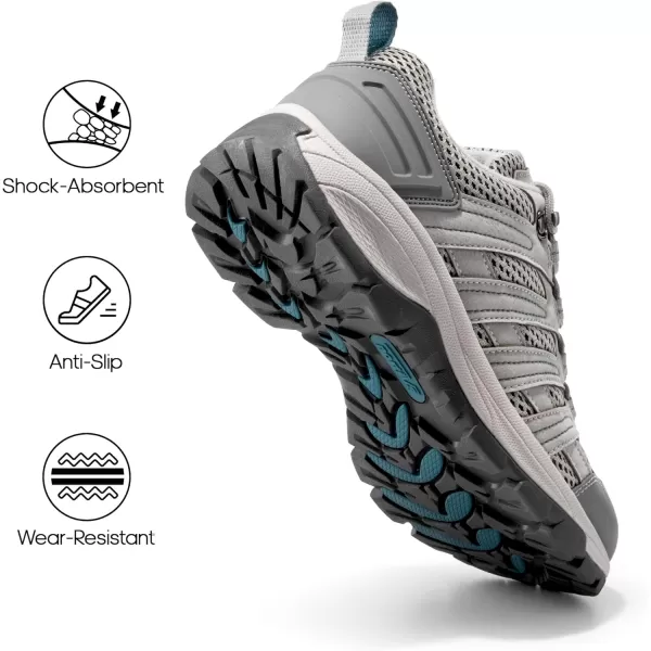 NORTIV 8 Womens Hiking Shoes Lightweight Breathable Mesh Walking Sneakers Outdoor Work ShoesLight Greypu