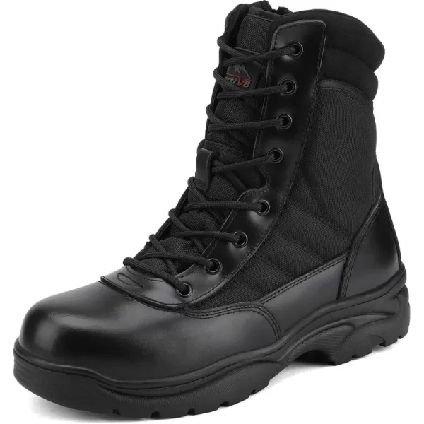 NORTIV 8 Steel Toe Boots for Men Safety Industrial ampamp Construction Military Work Boots Slip Resistant ASTM F241318Blackt