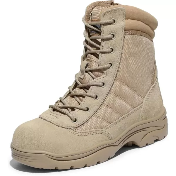 NORTIV 8 Steel Toe Boots for Men Safety Industrial ampamp Construction Military Work Boots Slip Resistant ASTM F241318Sand