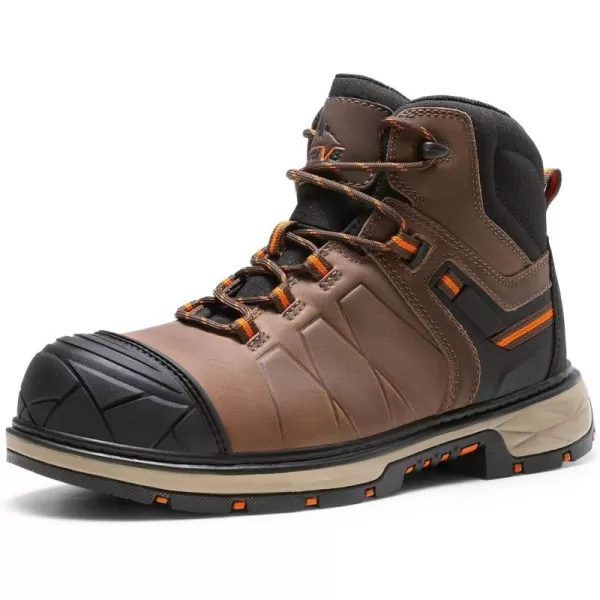 NORTIV 8 Winter Work Boots for Men Steel Toe Waterproof Construction BootsDark Brown