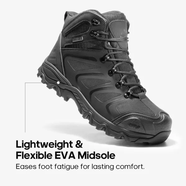 imageNORTIV 8 Waterproof Work Boots for Men Steel Toe Safety Construction BootsAll Black