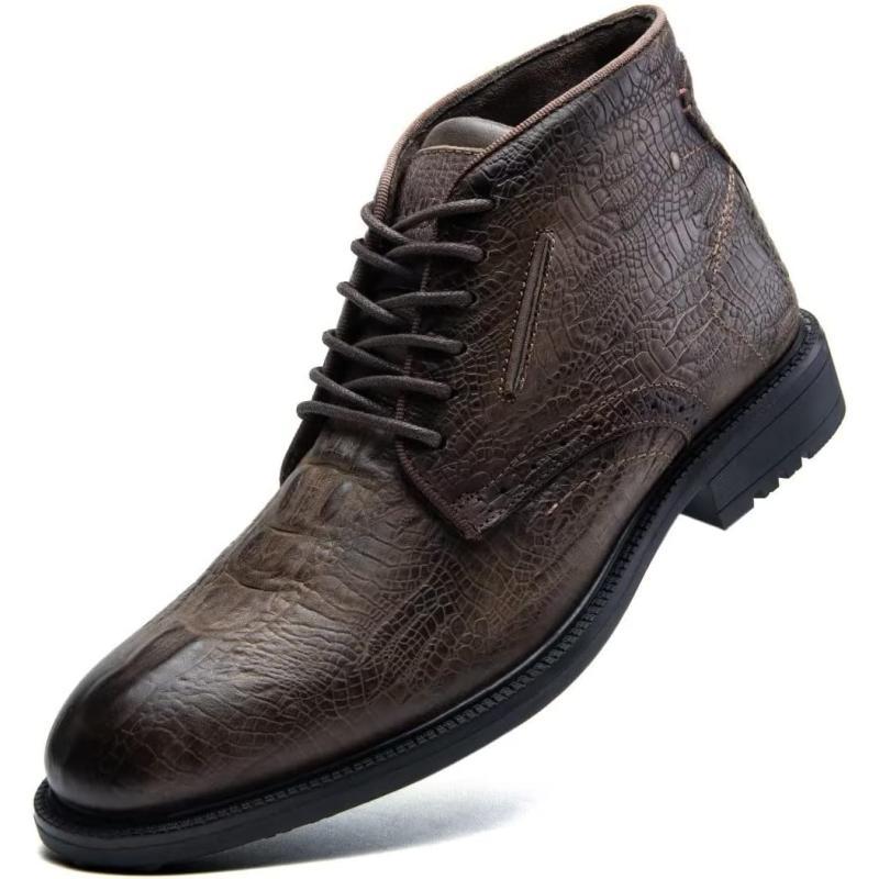 Men's Leather-Look Motorcycle Chukka Ankle Boots – Lace-Up Derby Oxford Dress Shoes, Size 9.5