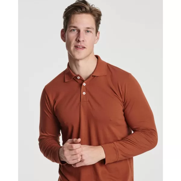 Real Essentials 3 Pack Mens Cotton Jersey LongSleeve Polo Shirt  Casual Workwear Office Available in Big ampamp TallSet 9