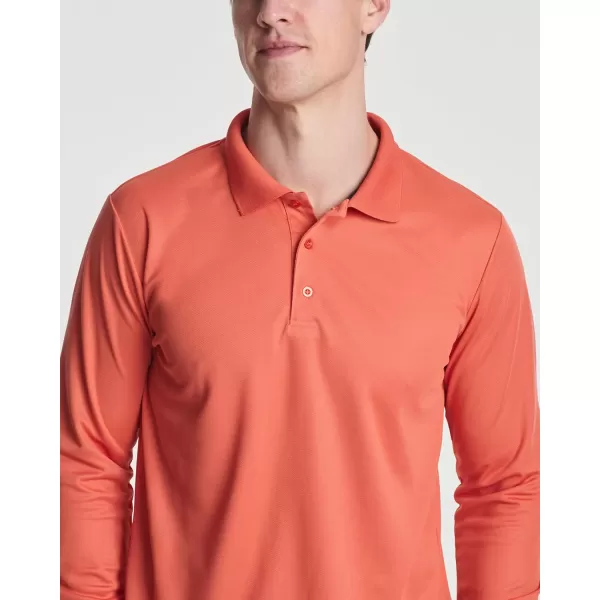 Real Essentials 3 Pack Mens Dry Fit LongSleeve Active Polo Shirt Casual Performance Golf Available in Big ampamp TallSet 4