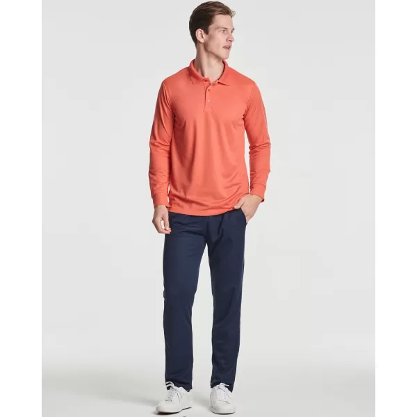 Real Essentials 3 Pack Mens Dry Fit LongSleeve Active Polo Shirt Casual Performance Golf Available in Big ampamp TallSet 4