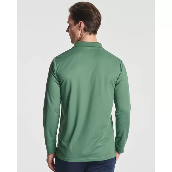 Real Essentials 3 Pack Mens Dry Fit LongSleeve Active Polo Shirt Casual Performance Golf Available in Big ampamp TallSet 4