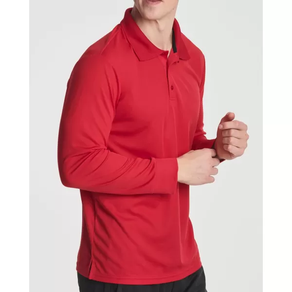 Real Essentials 3 Pack Mens Dry Fit LongSleeve Active Polo Shirt Casual Performance Golf Available in Big ampamp TallSet 6