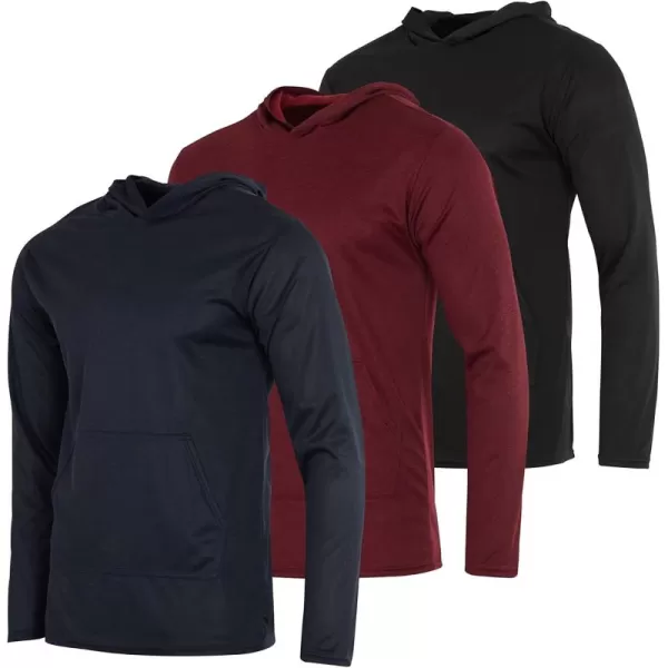 Real Essentials 3 Pack Mens Mesh Long Sleeve Athletic Pullover Hoodie Sweatshirt Pockets UPF 50 Available in Big ampamp TallSet 2