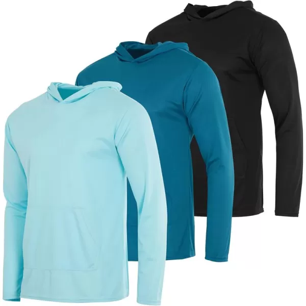 Real Essentials 3 Pack Mens Mesh Long Sleeve Athletic Pullover Hoodie Sweatshirt Pockets UPF 50 Available in Big ampamp TallSet 3