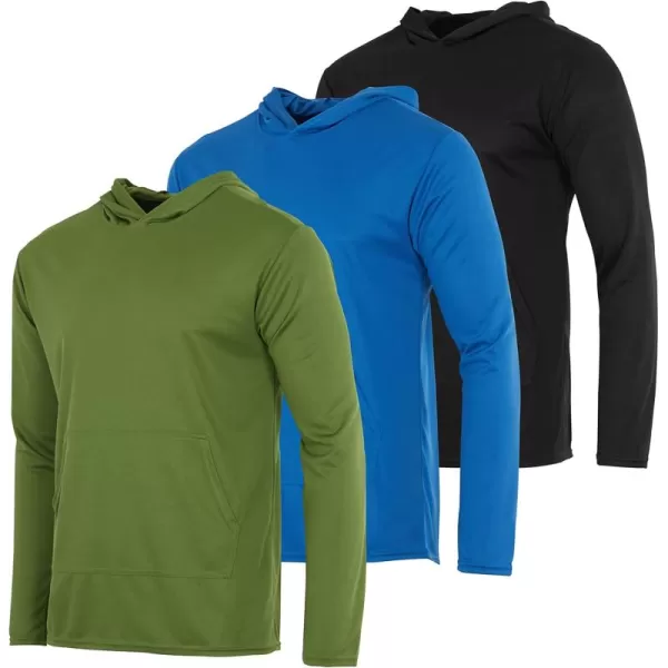 Real Essentials 3 Pack Mens Mesh Long Sleeve Athletic Pullover Hoodie Sweatshirt Pockets UPF 50 Available in Big ampamp TallSet 6