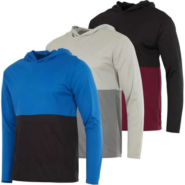 Real Essentials 3 Pack Mens Mesh Long Sleeve Athletic Pullover Hoodie Sweatshirt Pockets UPF 50 Available in Big ampamp TallSet 8