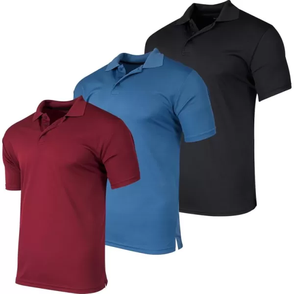 Real Essentials 3 Pack Mens QuickDry Short Sleeve Athletic Performance Polo Shirt Available in Big ampamp TallSet C