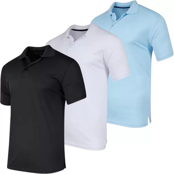 Real Essentials 3 Pack Mens QuickDry Short Sleeve Athletic Performance Polo Shirt Available in Big ampamp TallSet D