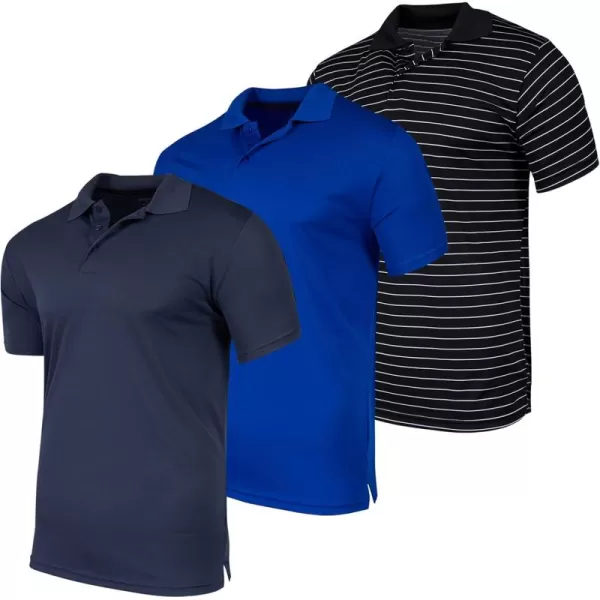 Real Essentials 3 Pack Mens QuickDry Short Sleeve Athletic Performance Polo Shirt Available in Big ampamp TallSet E